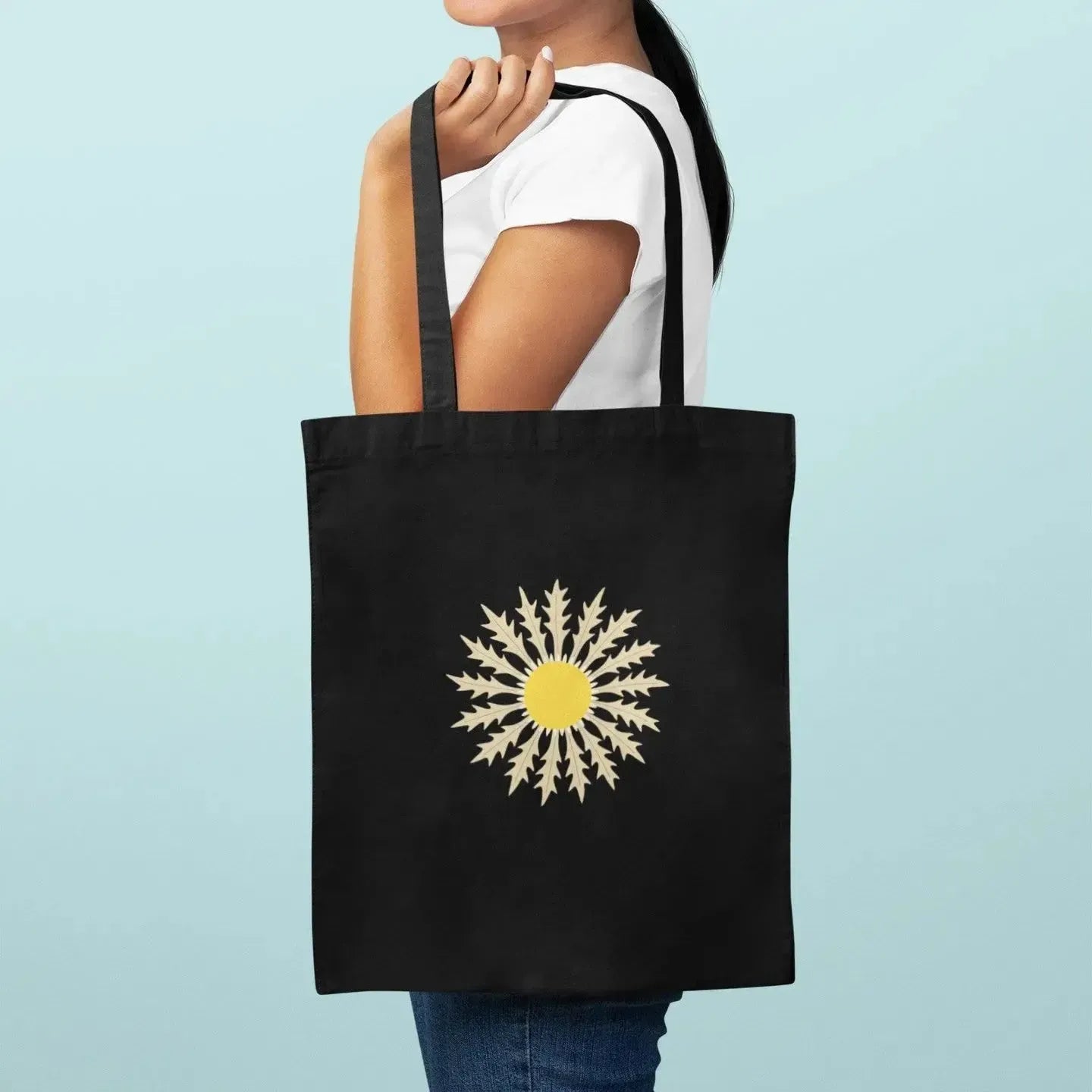 Minimal-flower-on-black-bag