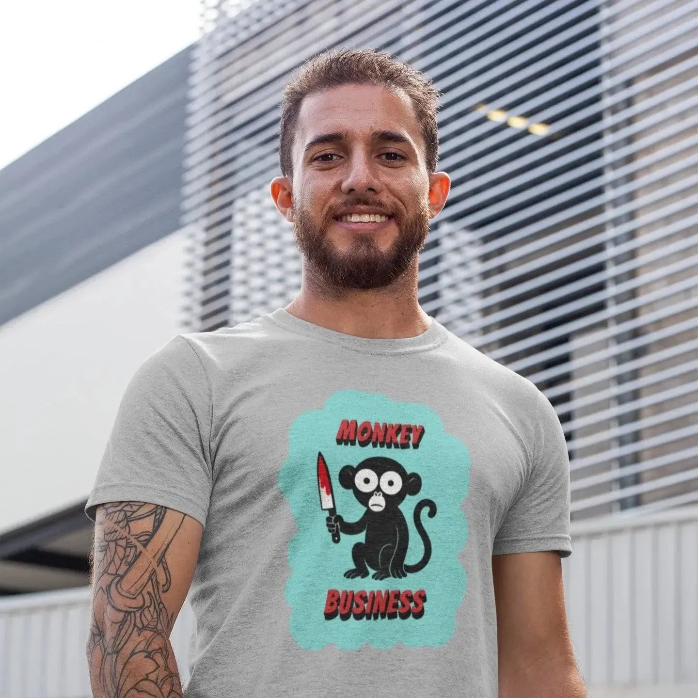 red-text-monkey-t-shirt-design