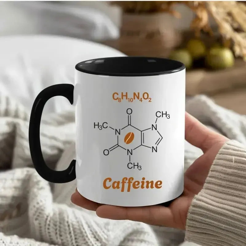 Caffeine Molecule Mug – Funny Chemistry Coffee Cup for Science & Caffeine Lovers Nerds Geeky - Black / 11oz - Mug