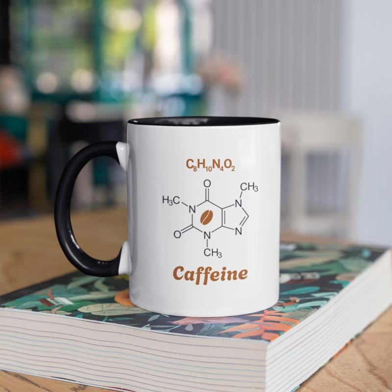 Caffeine Molecule Mug – Funny Chemistry Coffee Cup for Science & Caffeine Lovers Nerds Geeky - Black / 11oz - Mug