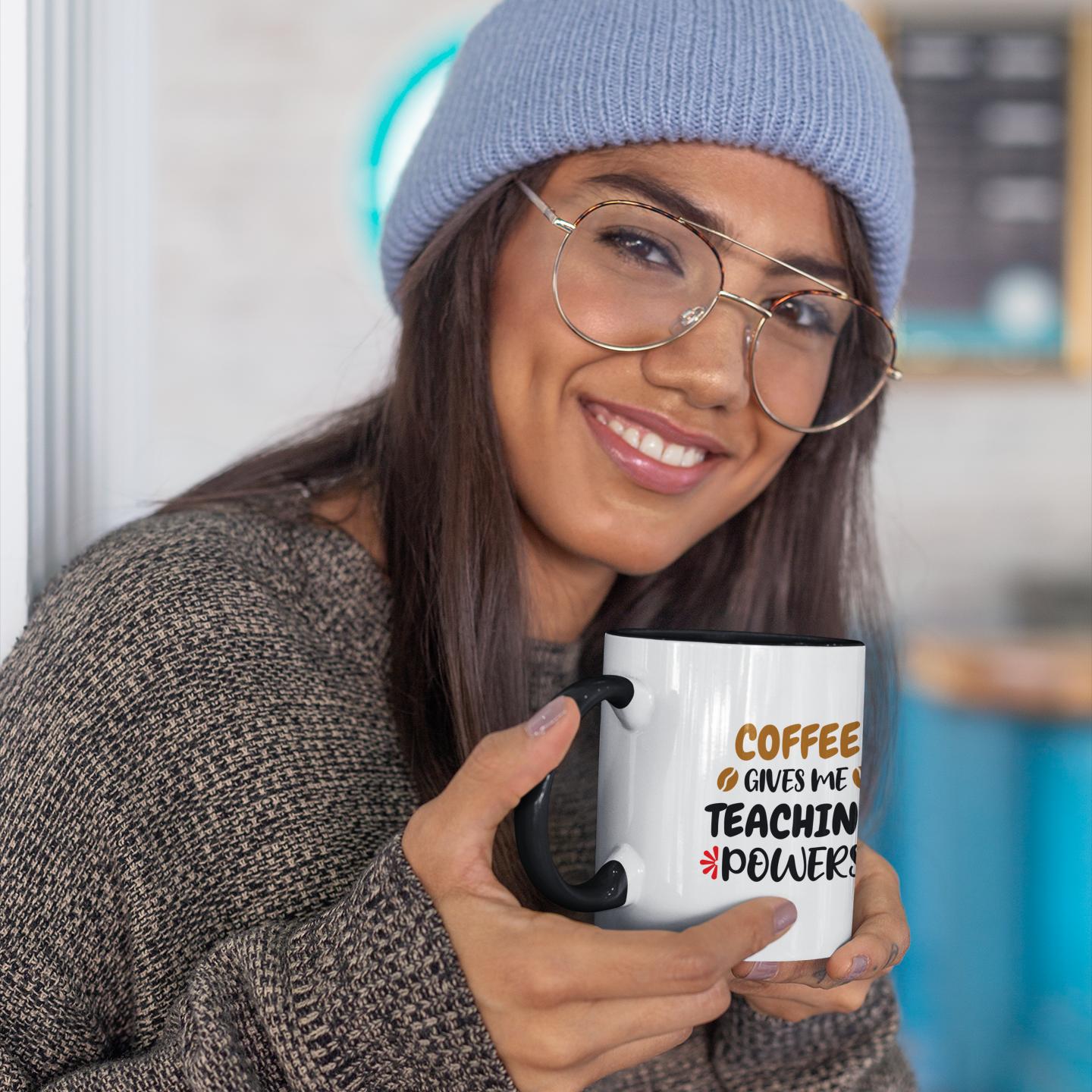 smiliing-woman-holding-funny-coffee-quote-mug