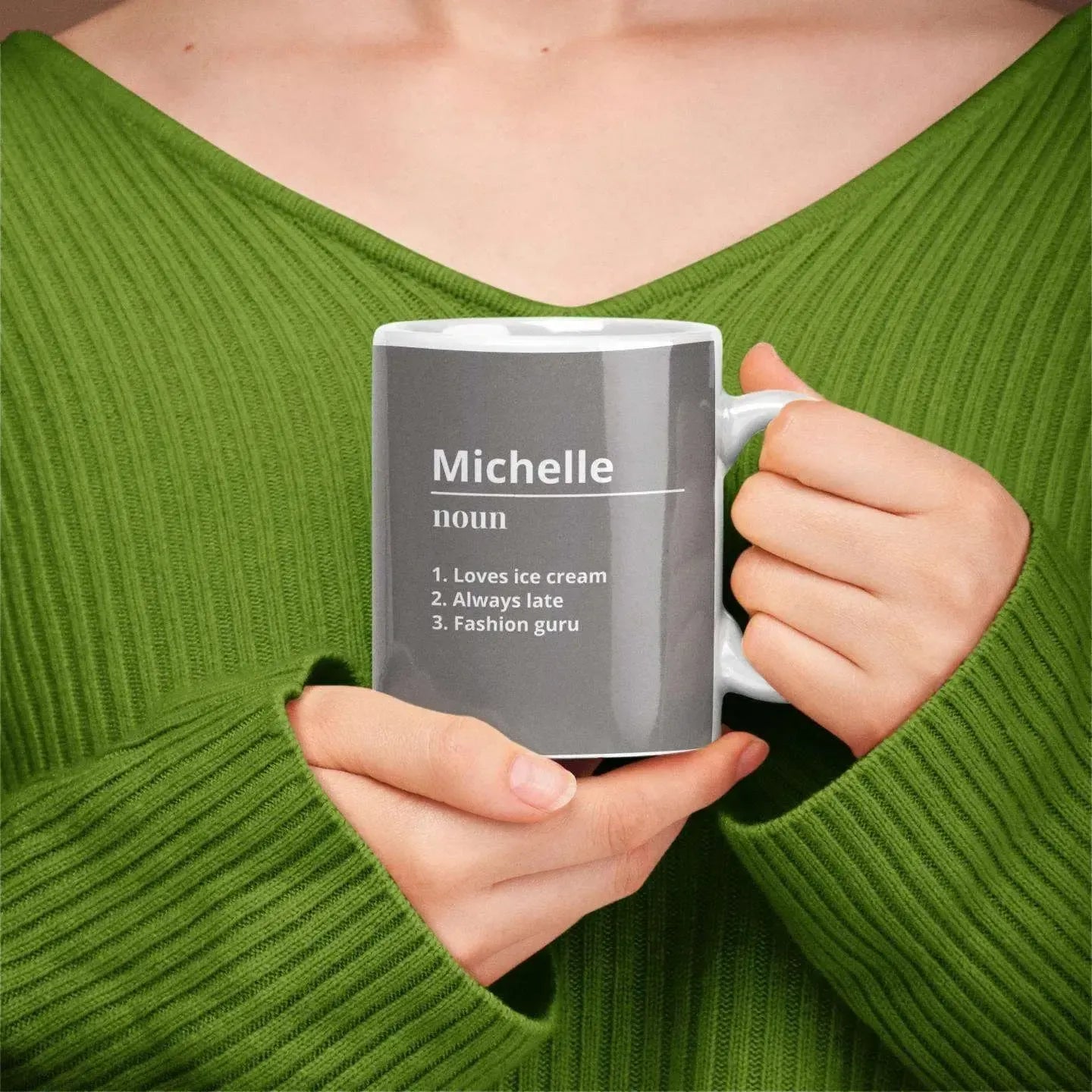 closeup-woman-holding-funny-custom-name-definition-mug