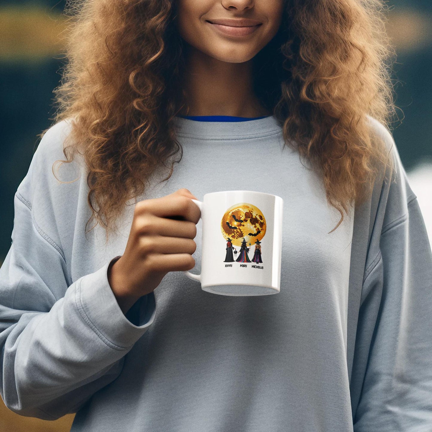 young-woman-holding-halloween-friendship-mug