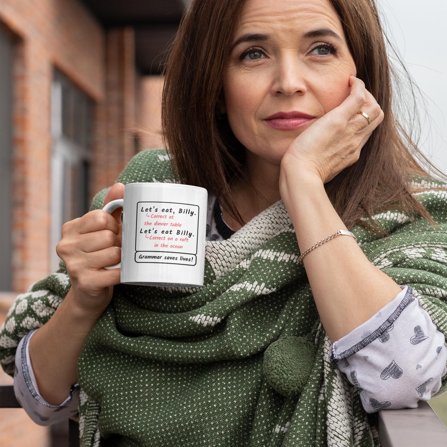 refletive-woman-holding-funny-punctuation-mug