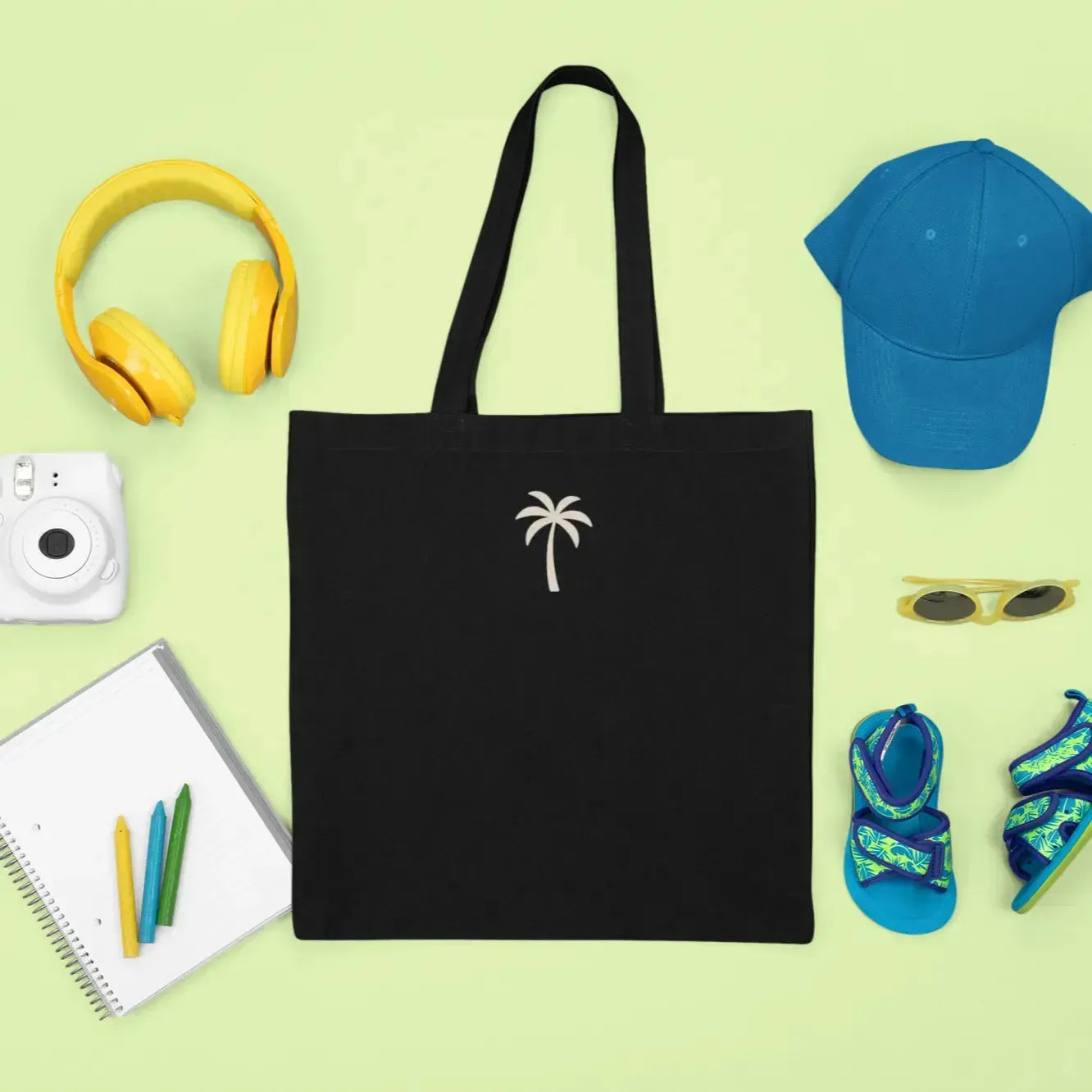 tropical-minimalist-black-tote-bag