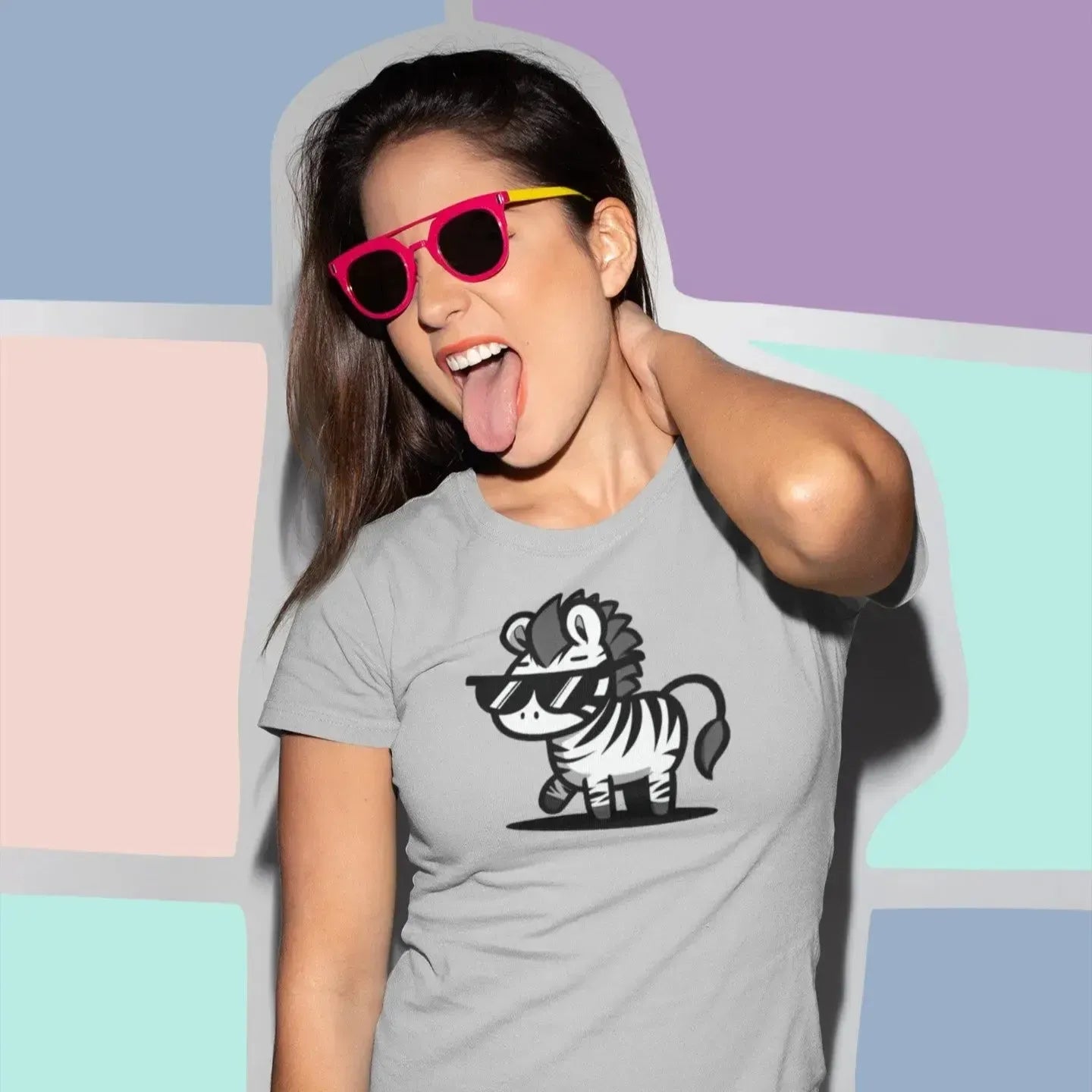 funny-zebra-character-tee-shirt-with-shades-graphic