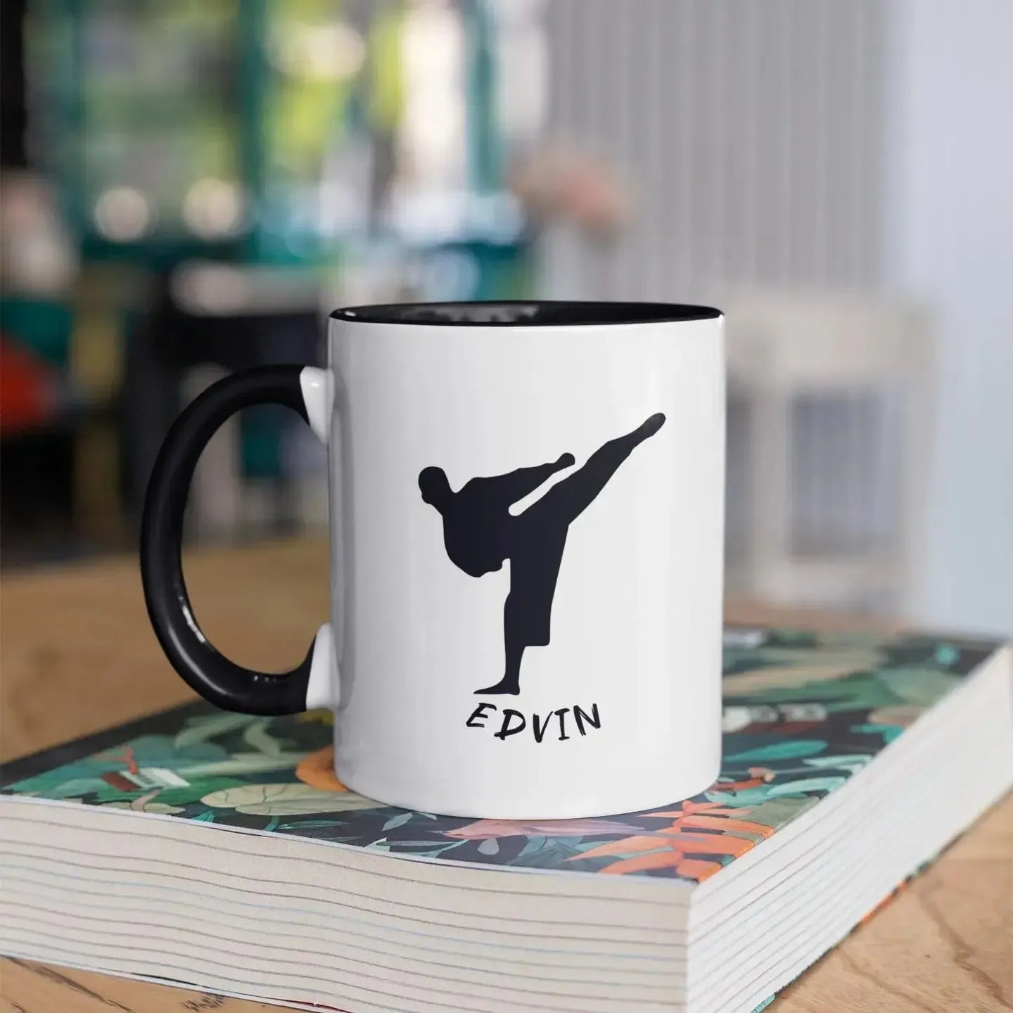 personalized-taekwondo-kicking-shadow-mug