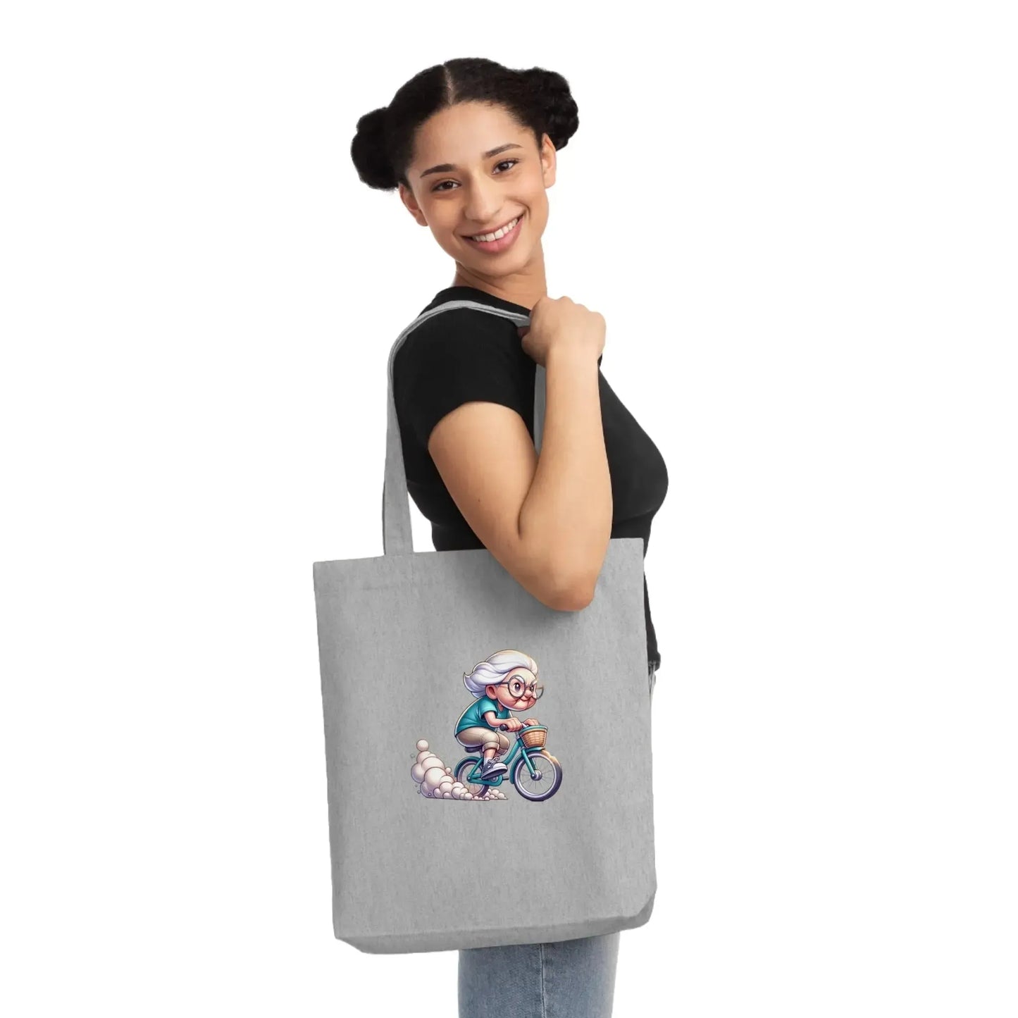 Bolso de mano tejido con estilo | Diseño ciclista divertido, perfecto para el día a día, ecológico, ideal como regalo para ciclistas, compañero de viaje o bolsa de supermercado.