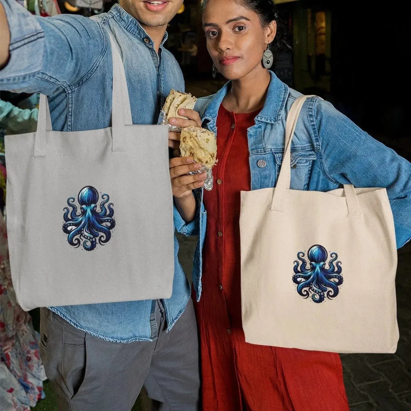 Blue-octopus-on-canvas-tote-bag