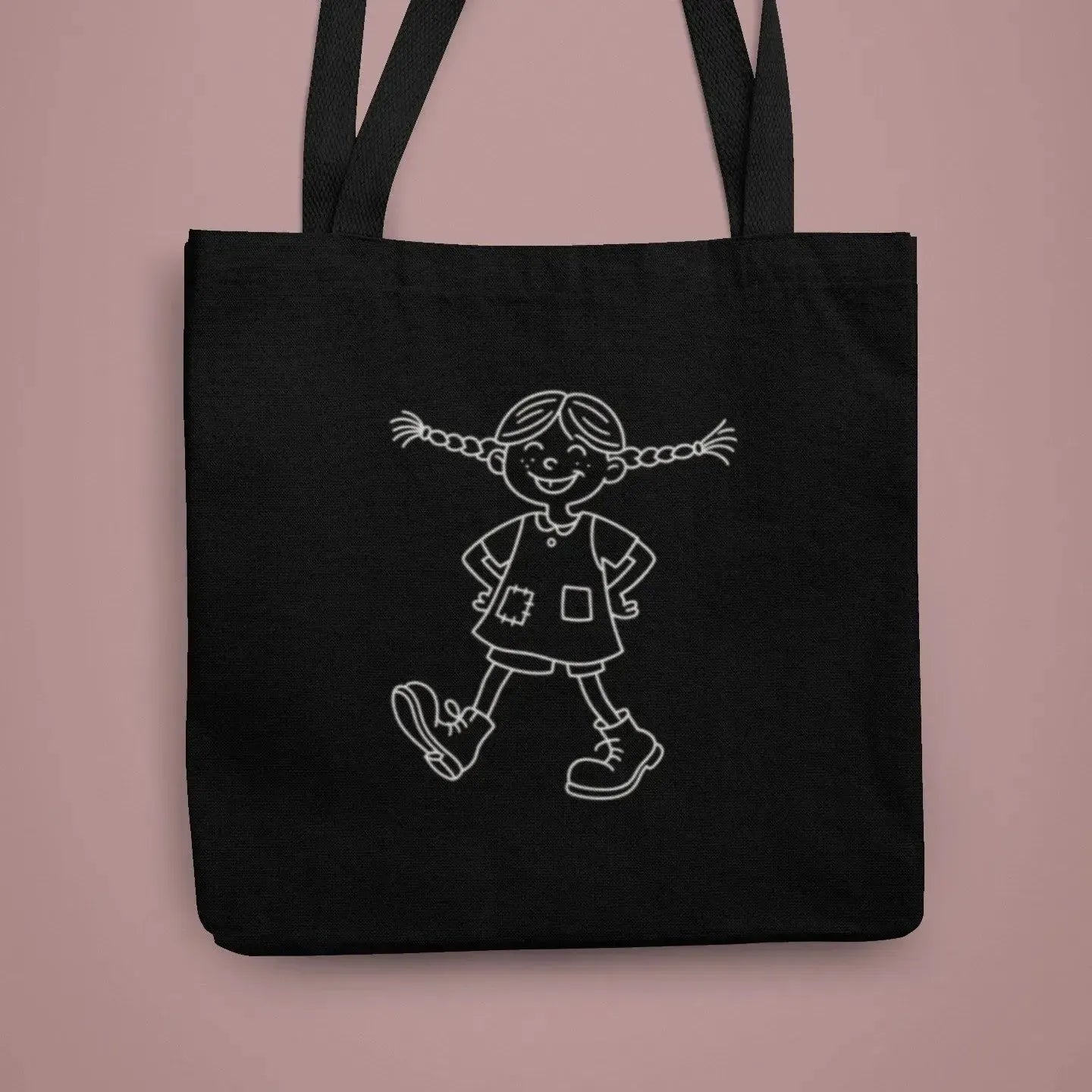 cartoon-girl-white-outline-art-tote-for-gift-shoppers