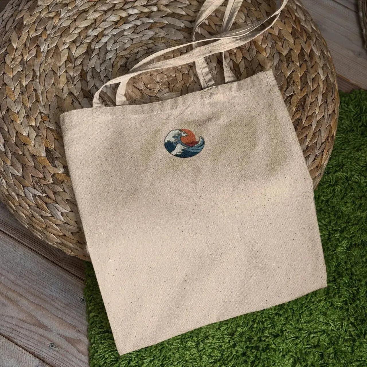 orange-sun-wave-art-tote