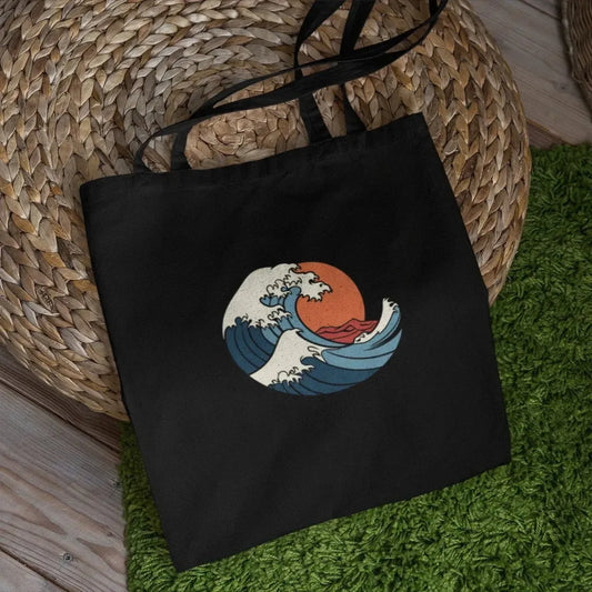 great-wave-sunset-art-tote-bag