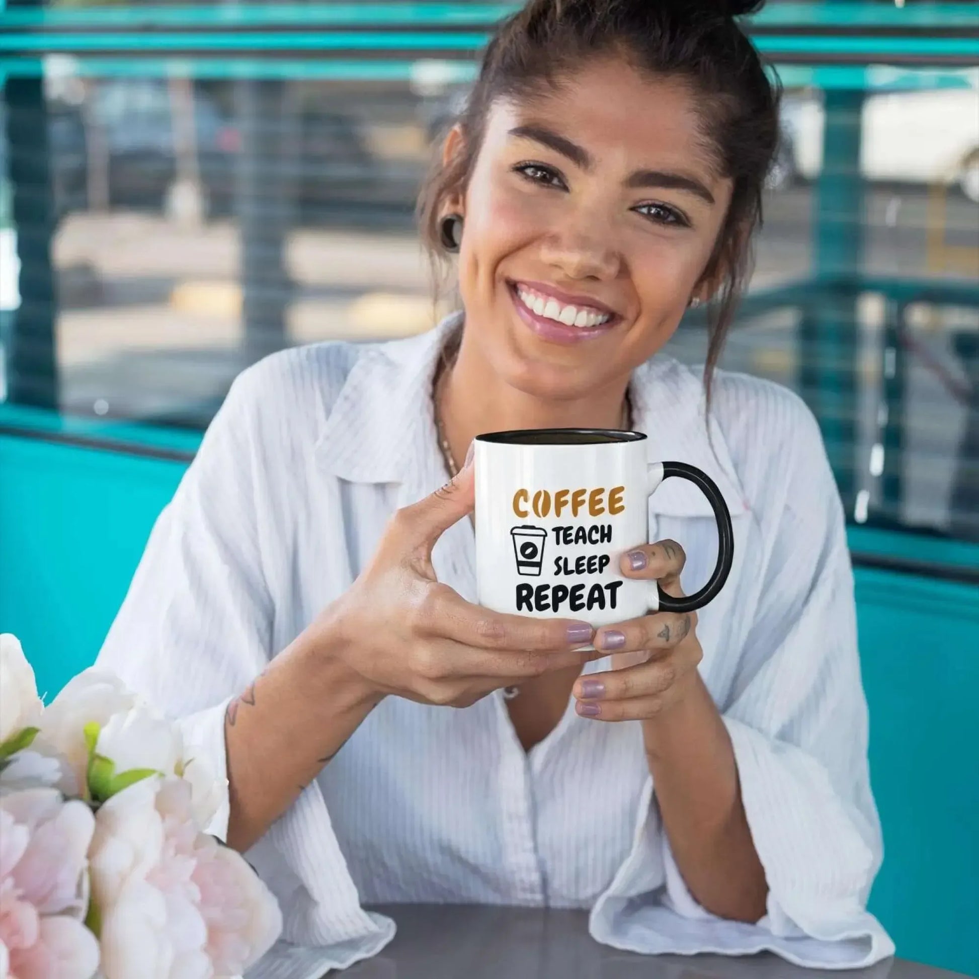 ’Coffee Teach Sleep Repeat Mug – Perfect Gift for Teachers Who Run on Coffee and Dreams’ Perfect Gift for Educators
