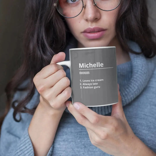closeup-woman-holding-funny-custom-name-definition-mug 