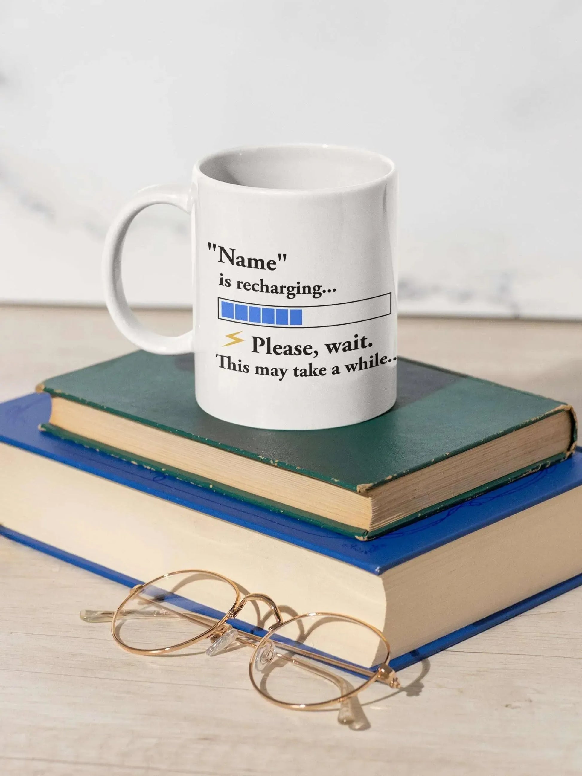 funny-personalized-name-recharging-mug-pile-books