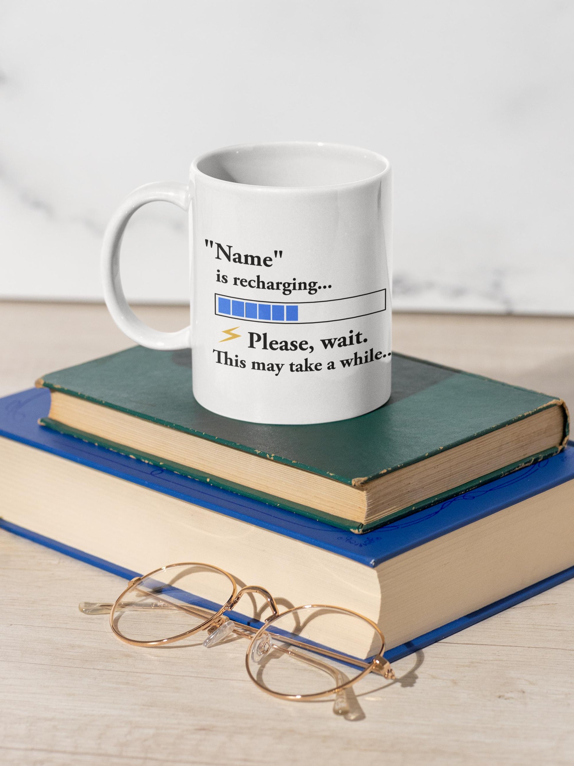 funny-personalized-name-recharging-mug-pile-books