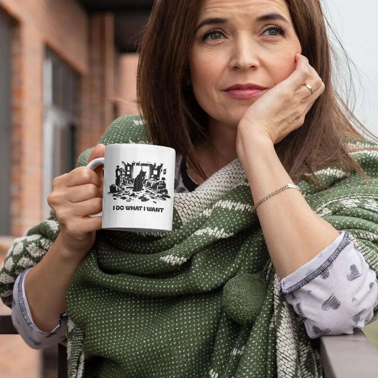 pensative-woman-holding-funny-chaotic-cat-mug
