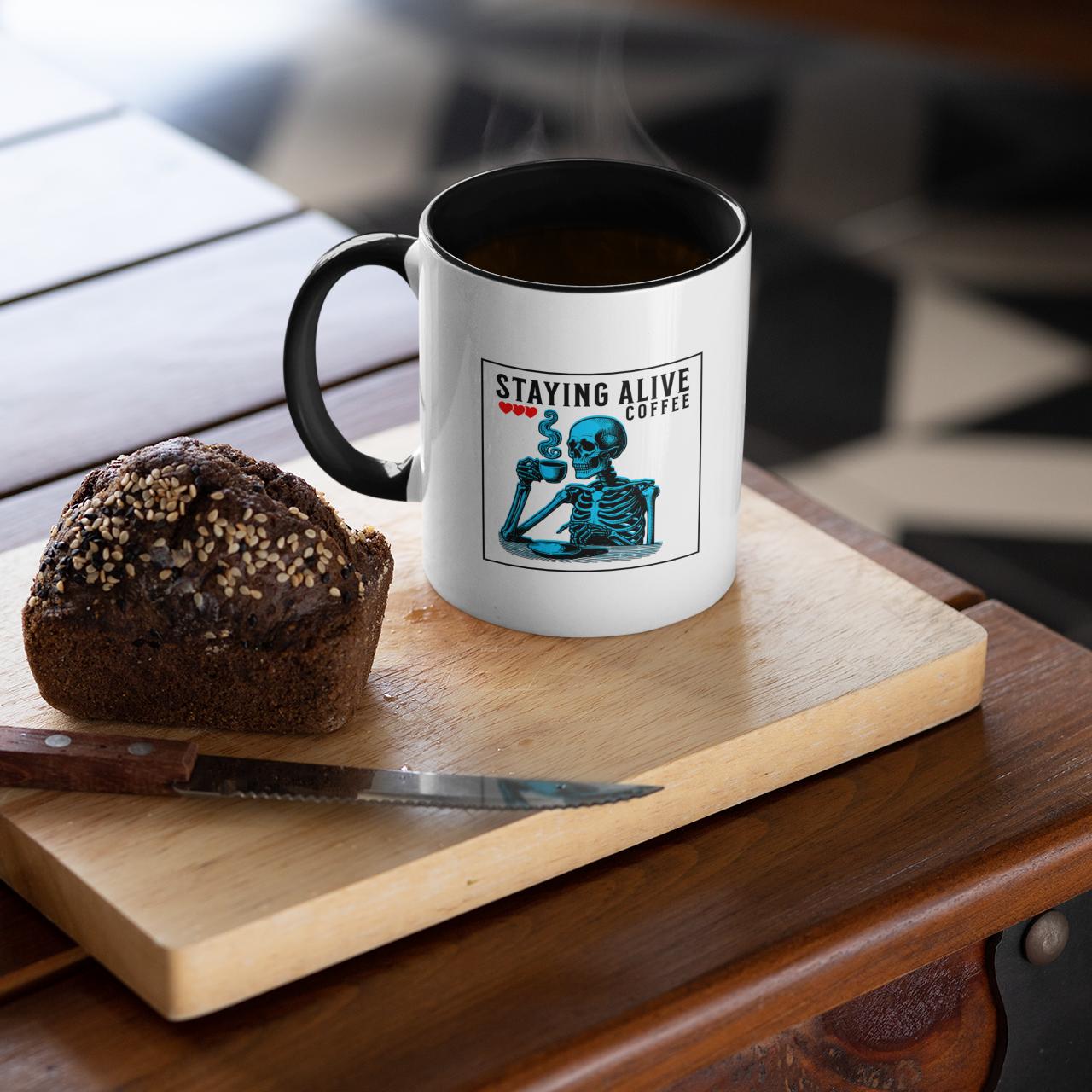 staying-alive-blue-skeleton-humour-mug