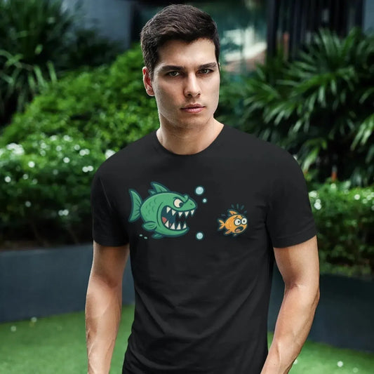 big-green-fish-chasing-orange-fish-cartoon-t-shirt-design